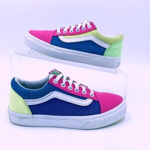 Vans Girl's Lace Up Low Top Sneakers Sz 2.5 Neon Colorblock